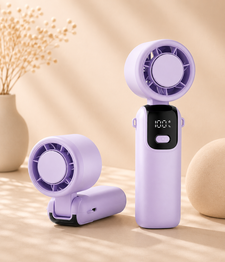Ventilateur Portable Pliable 3-en-1 USB – Rechargeable &amp; Ultra Silencieux