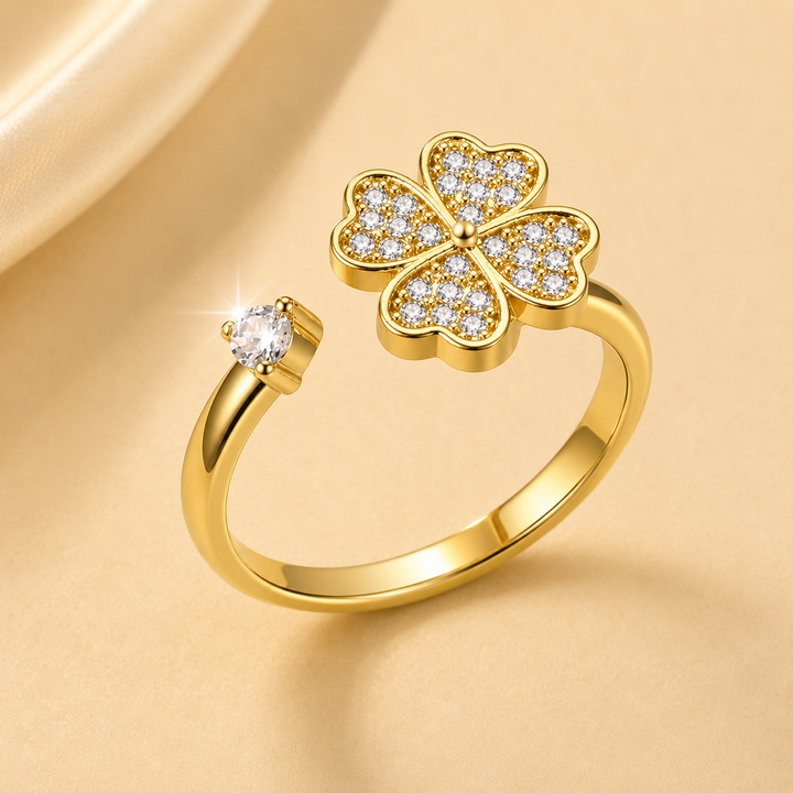 Bague Trèfle Ajustable – Or ou Argent
