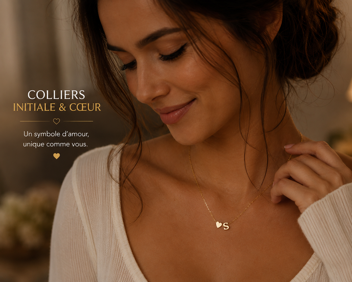 Collier Initiale &amp; Cœur Personnalisé
